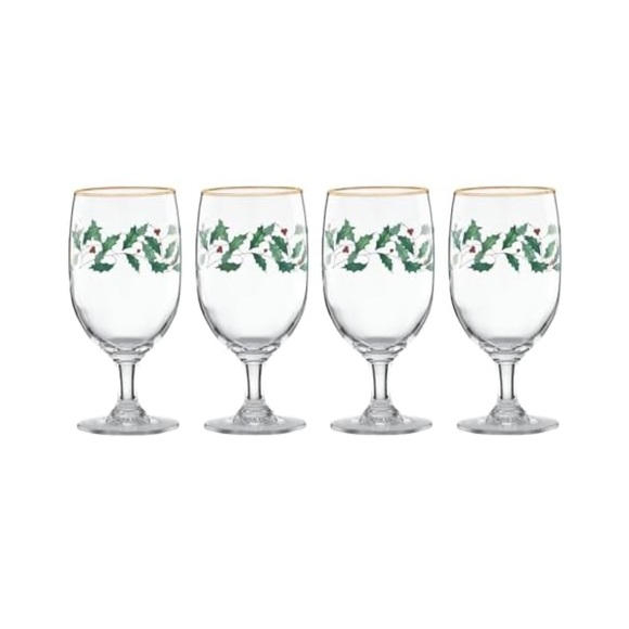 NIB Lenox Holiday 4-Piece Iced Beverage Glasses gold trim hosting Christmas - Picture 1 of 6